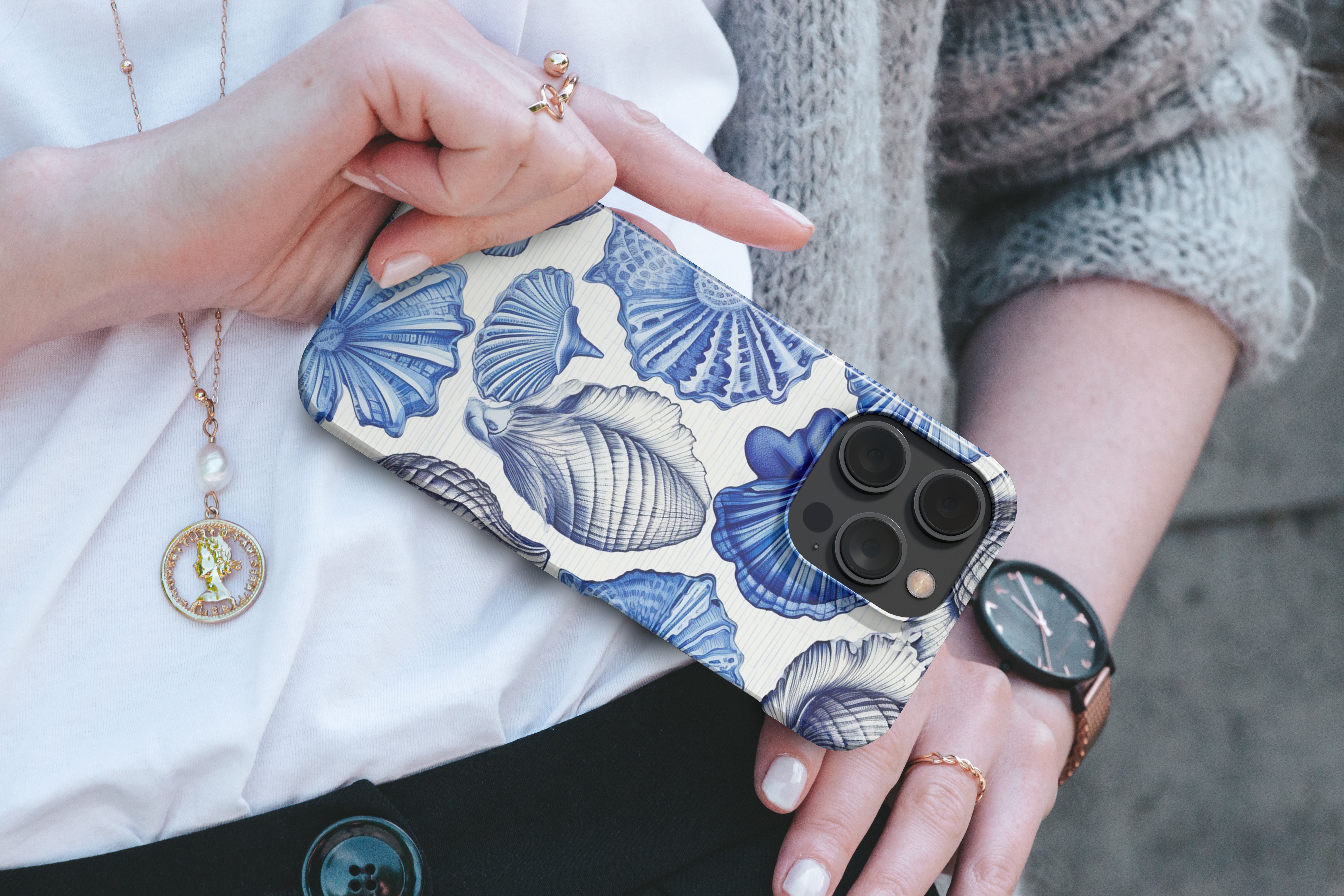 Shells from a Blue Beach -   iPhone 13 Pro Max - Phonecase By Lollobello